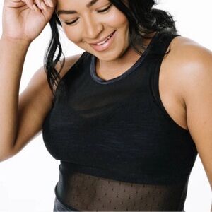 ZYIA Black Mesh Sports Bra & Tank Set